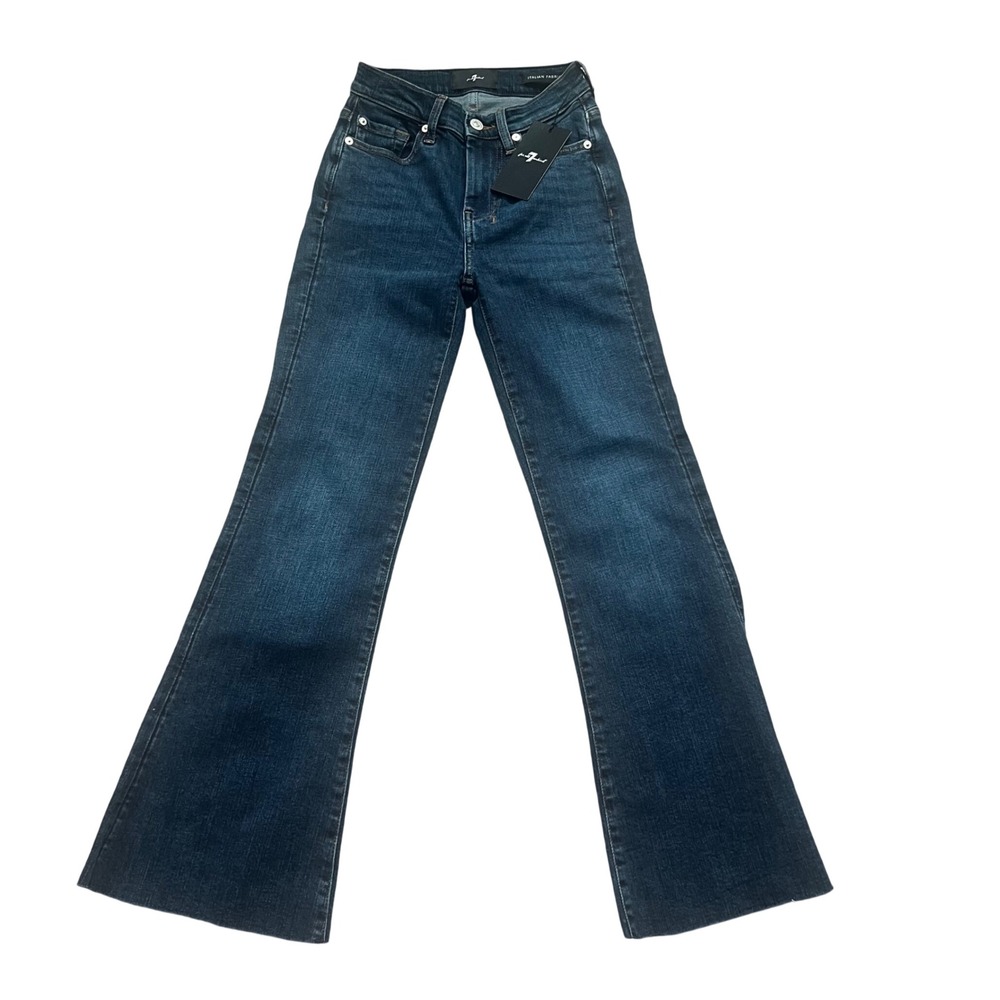 7 For All Mankind Cropped Dojo Gilbert Raw Cut Italian Fabric Jeans 23
